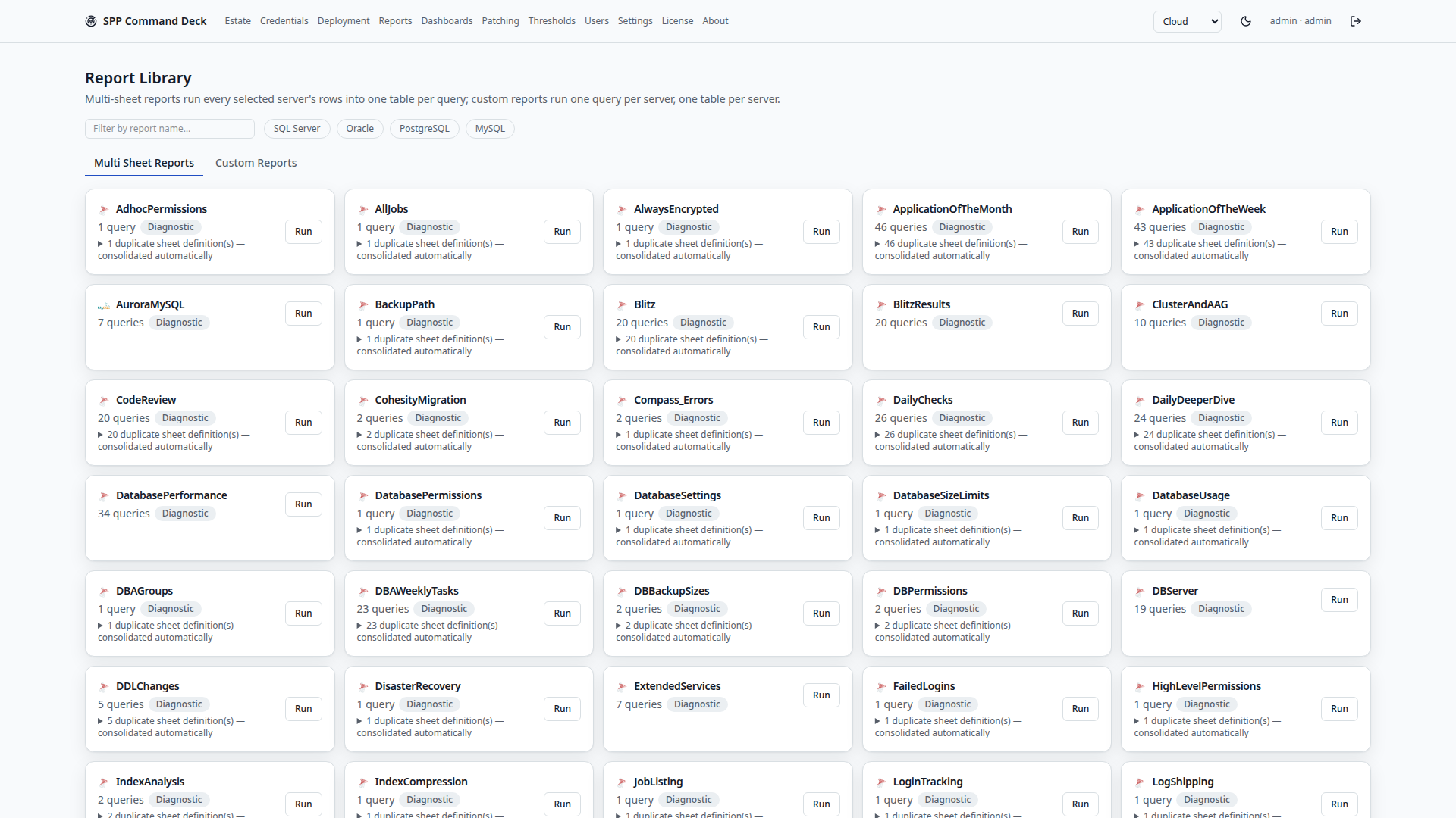 Reports page listing generated fleet reports