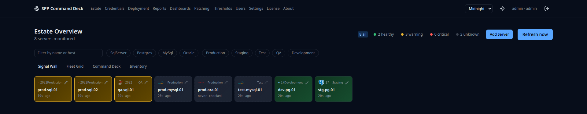 Estate Overview in the Midnight dark theme