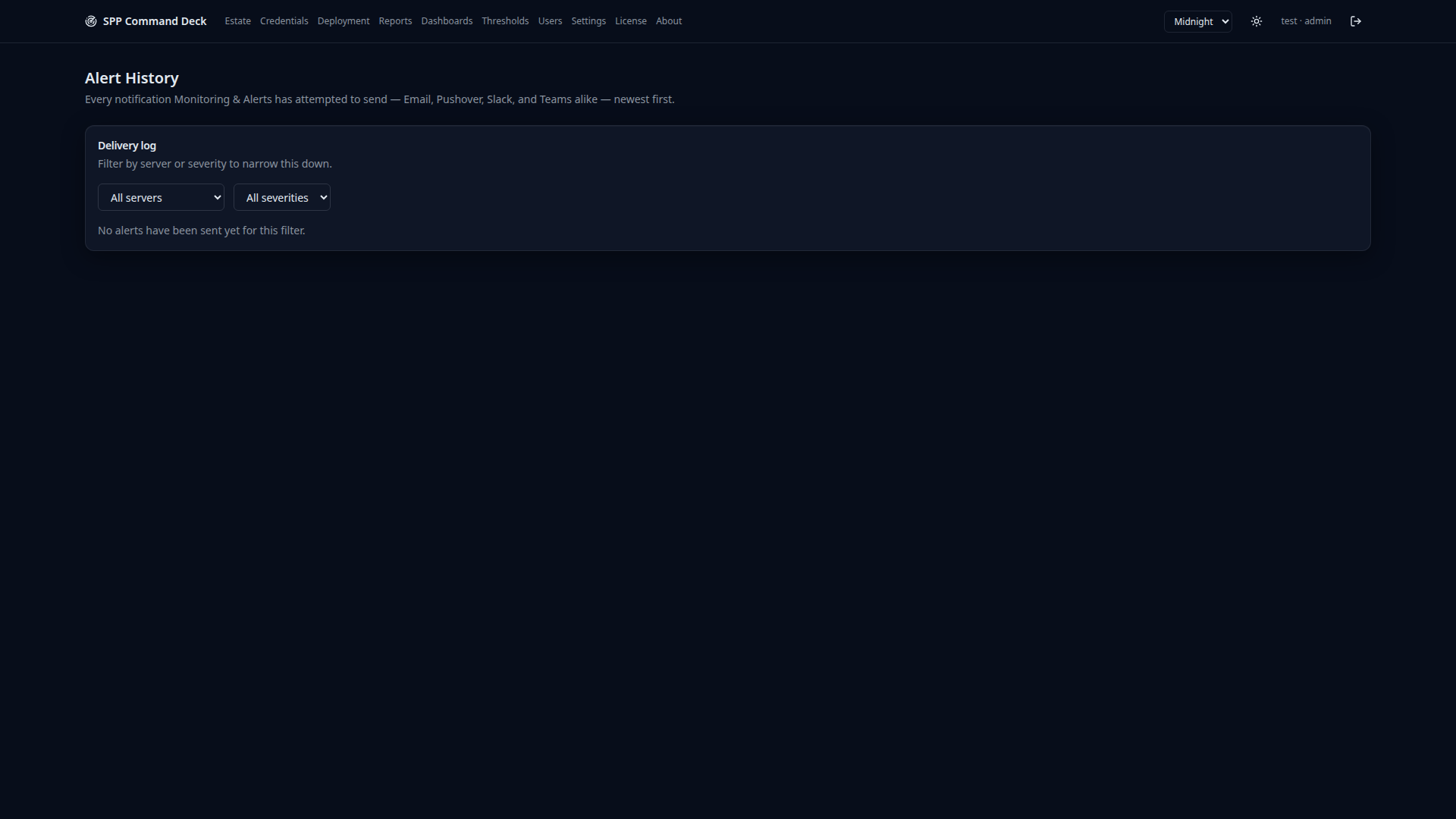 Alert history page