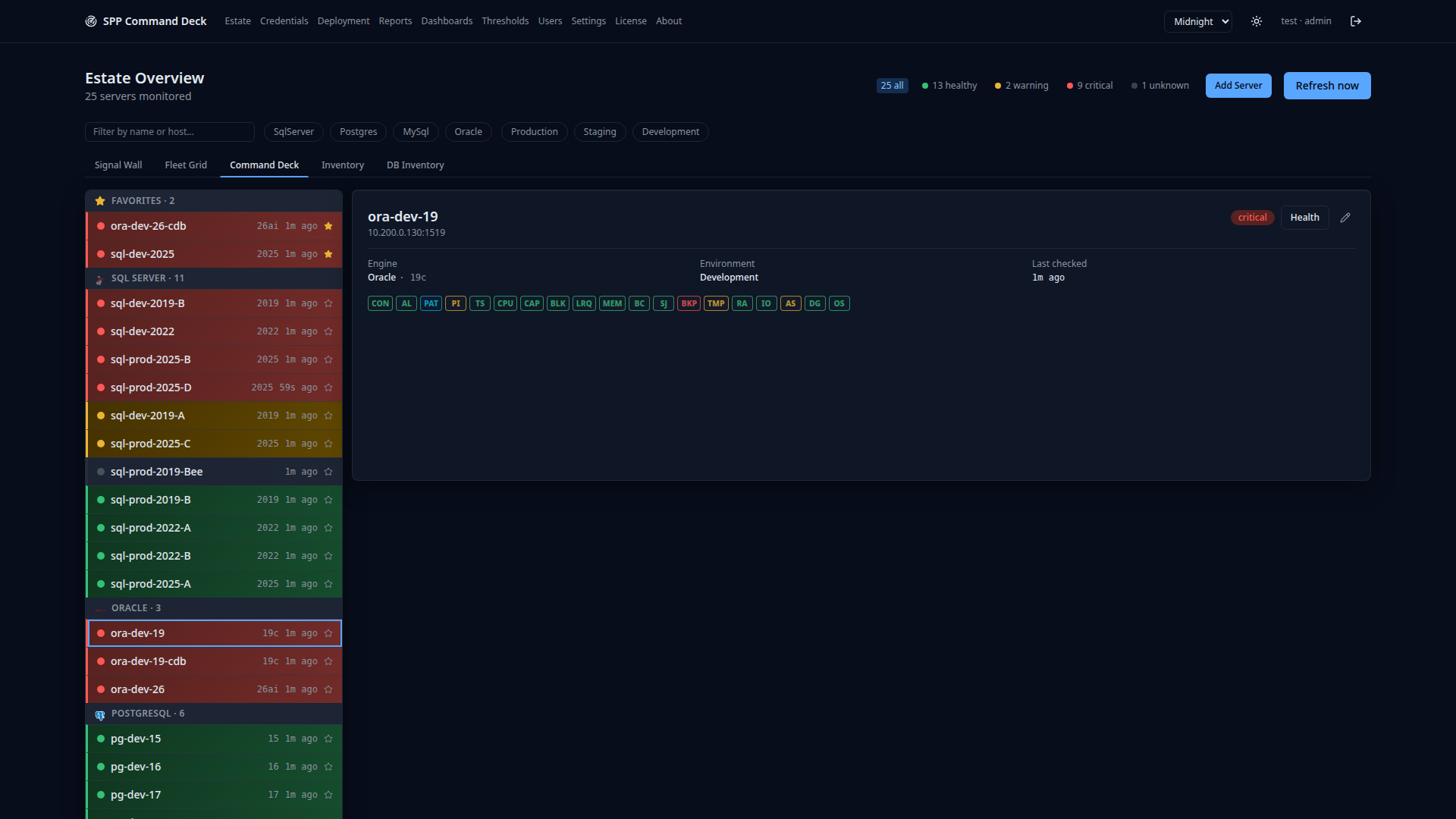 Command Deck view with estate-wide rollups